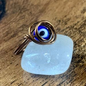 Millefiori Evil Eye Handcrafted Wire Ring (US Size 6)